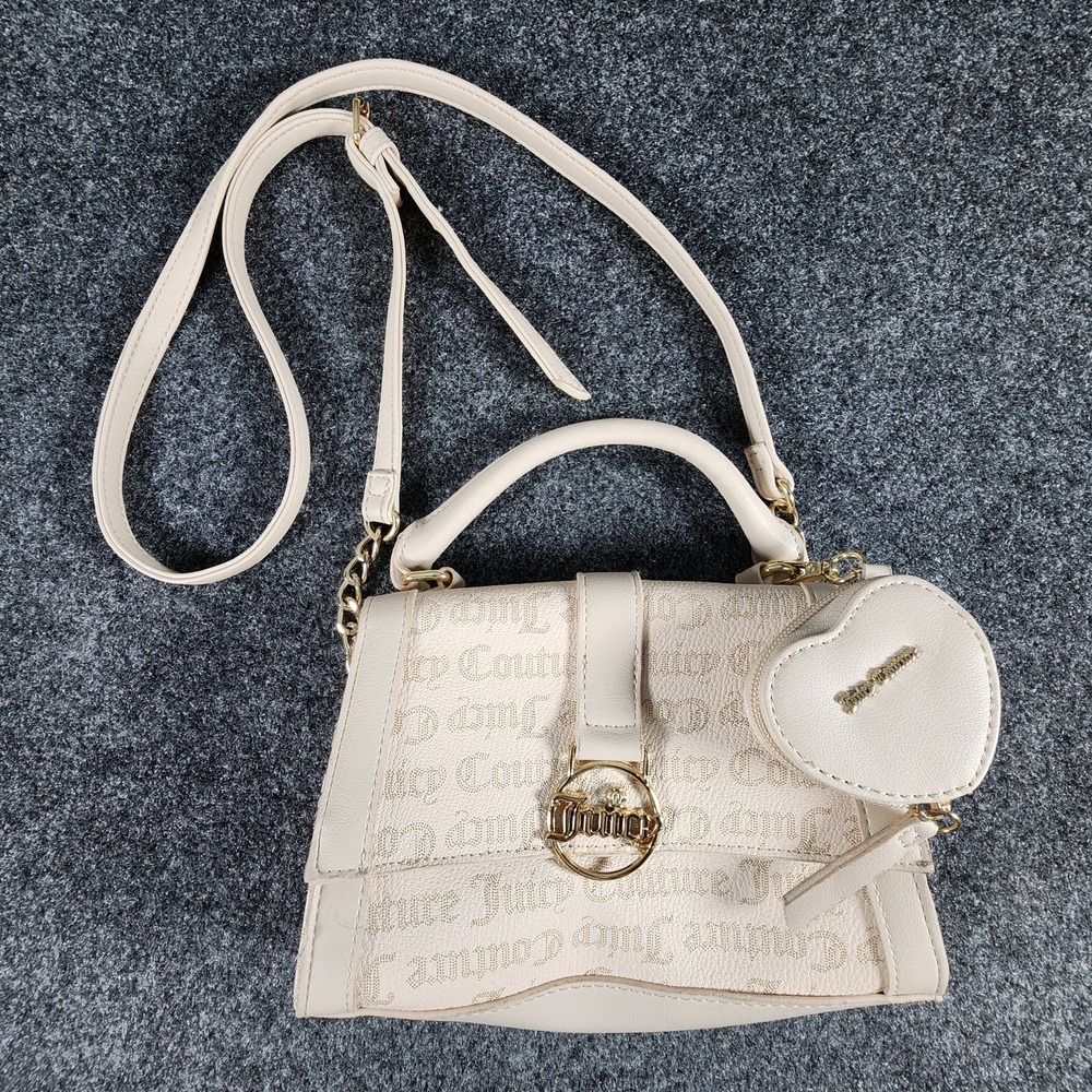 Juicy Couture Monogram Mini Satchel Bag with Heart Shaped Coin Purse – Sandstone